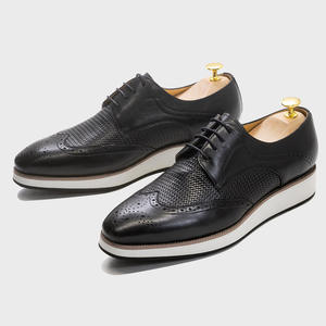 Chaussures habillées de luxe pour hommes faites à la main haut de gamme - Cuir véritable respirant Lacets Chaussures de soirée formelles - Product Image 4