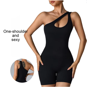 Tuta sportiva monoblocco da <span class=keywords><strong>donna</strong></span> con bretelle diagonali <span class=keywords><strong>pantaloni</strong></span> da Yoga a cinque punti per la tuta da ciclismo Fitness Running - Product Image 2