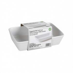 Casserole Dish 9x13 Inch Rectangular White <b>Ceramic</b> Baking Dish for Oven Use - Product Image 2