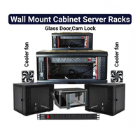 Support de rack en gros Armoire réseau murale de 19 pouces 4U 6U 9U 12U 15U Centre de données Salle de serveurs Ventilateur PDU Porte vitrée Porte grillagée