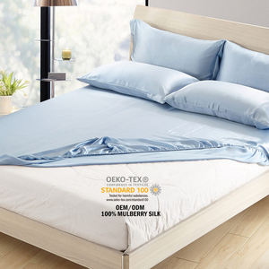 Juego de funda nórdica de seda teñida Lisa hecha a medida de lujo, tamaño Queen King, 4 Uds., juego de cama de seda pura, sábanas de seda para cuna - Product Image 3