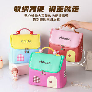 Small House Makeup Bag Large Capacity Portable Cosmetic Storage Bag With Handle Toiletry Bag - Product Image 4