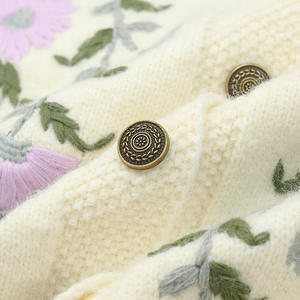 Cardigan Invernale da <span class=keywords><strong>Donna</strong></span> in <span class=keywords><strong>Maglia</strong></span> Jacquard <span class=keywords><strong>Beige</strong></span> Retrò, Traspirante, Lavorato a <span class=keywords><strong>Maglia</strong></span>, Casual, con Collo a O, 100% Lana - Product Image 4