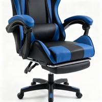 Chaise de gaming e-sport au design racing, ergonomique, dossier haut, repose-pieds rétractable allongé, pivotante pour cybercafé