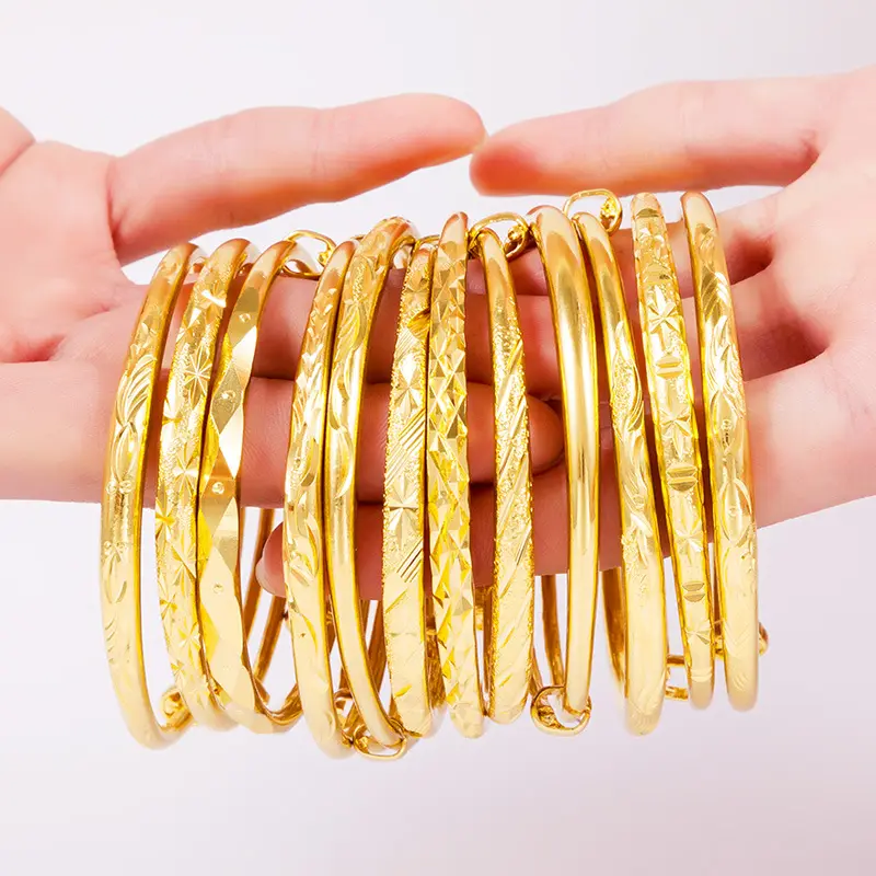 Pulseira de cobre banhada a ouro feminina para casamento e noivado, pulseira personalizada da moda