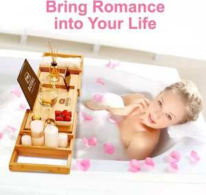 Premium Bamboo Bathtub <strong>Tray</strong> Caddy - Wood <strong>Bath</strong> <strong>Tray</strong> - Product Image 3