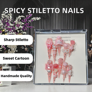 <span class=keywords><strong>Ongles</strong></span> pressés <span class=keywords><strong>extra</strong></span> longs en forme de stiletto carré, design personnalisé, <span class=keywords><strong>ongles</strong></span> en acrylique complets faits à la main, style dessin animé, fille épicée, <span class=keywords><strong>colle</strong></span> <span class=keywords><strong>pour</strong></span> <span class=keywords><strong>ongles</strong></span> - Product Image 3