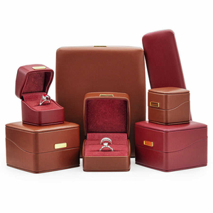 Luxury Leather <b>Ring</b> Box Gold Metal <b>Plate</b> for <b>Ring</b> Bracelet Pendant Set Custom Jewelry Box with Logo Bulk Order - Product Image 1