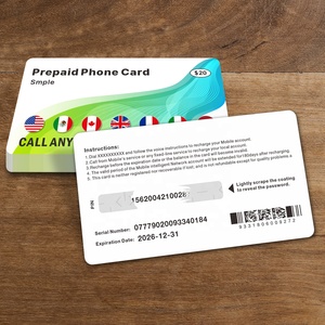 Fabricante de tarjetas de recarga de telecomunicaciones móviles, tarjetas de papel prepagadas con revestimiento para rascar PIN, precio personalizado, tamaños - Product Image 2
