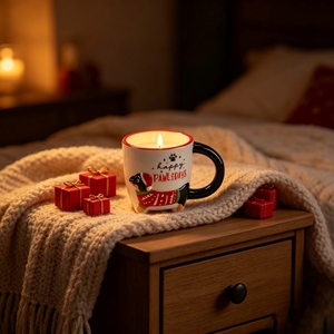 Porte-<span class=keywords><strong>bougie</strong></span> en céramique Père Noël avec motif chapeau rouge et <span class=keywords><strong>houx</strong></span>, <span class=keywords><strong>bougie</strong></span> parfumée de Noël pour la maison et les fêtes - Product Image 4