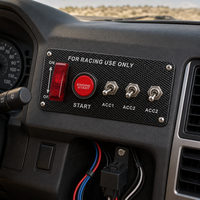 Kit Panel Sakelar Tombol Start Pengapian Balap Serat Karbon dengan Kabel Harness dan Relay Starter Mesin untuk Mobil Truk