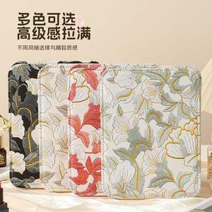 Folding <b>Makeup</b> Mirror Square Glass Lens Portable Desktop <b>Vanity</b> Mirror For Bedroom Dormitory Use Peony Red Pattern - Product Image 4