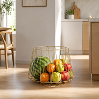 Metalen draadmandenset, ronde decoratieve opbergbak voor wasgoed, fruit, speelgoed |   Matzwart |   OEM/ODM