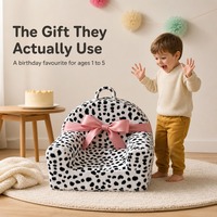 Fauteuil pouf en peluche pour enfants, siège en mousse douce à poils synthétiques motif taches de dalmatien pour tout-petits, avec poignée de transport, OEM
