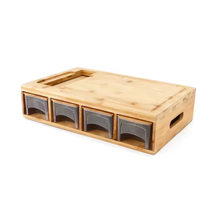 Tabla de cortar de bambú ecológica grande, tabla de cortar de chef con contenedor conveniente para servir comida casera en charcutería - Product Image 4