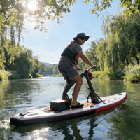 Vélo aquatique gonflable à pédales léger et populaire, avec pontons en PVC Drop Stitch, série WB, pour sports nautiques, bleu, personnalisé