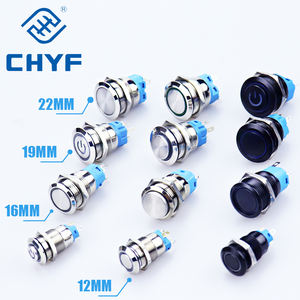 블랙 스테인레스 스틸 푸시 버튼 스위치 12/16/19mm 잠금 등 LED <span class=keywords><strong>12V</strong></span> 20A 순간 래칭 최대 전류 3A 최대 전압 220V - Product Image 1
