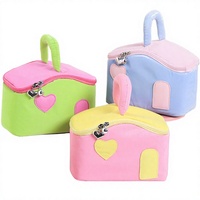 Nouvelles trousses de maquillage colorées et mignonnes en forme de maison, grande capacité, en polyester durable, avec fermeture éclair, sacs à cosmétiques portables pour femmes