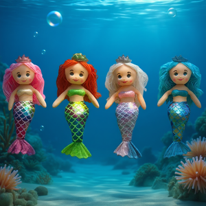 Les poupées sirènes de 55 cm avec écailles colorées et couronnes pour les jeux d'enfants - Product Image 3