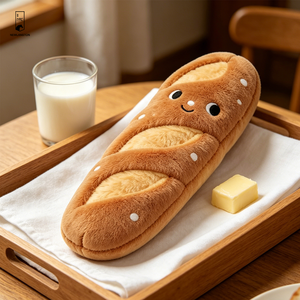 Coussin en peluche personnalisé en forme de baguette, moelleux, en polyester brodé, en forme de nourriture, décoration Kawaii pour canapé et <span class=keywords><strong>chambre</strong></span> d'enfant - Product Image 1