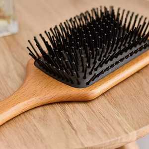 Brosse à cheveux démêlante antistatique en bois avec coussin d'air pour cheveux bouclés et mouillés, pour coiffure et massage capillaire - Product Image 2