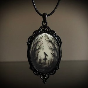 Ingrosso gioielli europei & americani retrò gotico corvo croce strega collana pendente di Halloween - Product Image 2