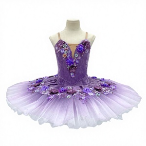 <span class=keywords><strong>Jupe</strong></span> <span class=keywords><strong>tutu</strong></span> de ballet « Sleeping Beauty » à fleurs lilas dégradé violet, ornée de perles, taille empire, anti-plis, en tulle bouffant, pour enfants et adultes - Product Image 1