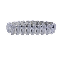Bracelet élastique tendance pour femme, 15 mm de large, micro-incrusté de zircon en forme de boule, plaqué cuivre, idéal comme cadeau
