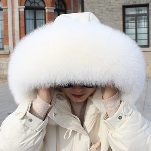 Real Fox Fur Collar Winter Neck Warmer Long Furry Scarf Women's Coat Hood Fur Trims Outdoor Adult Accessories - Product Image 2