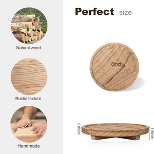 Solid Wood Round Base <b>Storage</b> <b>Tray</b> For Kitchen Countertop Spice Rack Multifunctional Desktop Organizer Retro Color Standing Type - Product Image 5