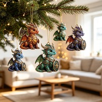 Calendrier de l'Avent Thème Dragon Viking - 24 Pendentifs en Verre Boîte Mystère - Ornement de Noël à Suspendre - Collection Décorations Plates