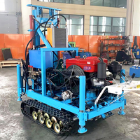 Profondeur de forage personnalisée en usine 100m 150m 200m Mini machine de forage de puits d'eau à moteur diesel portable sur chenilles 25 ch