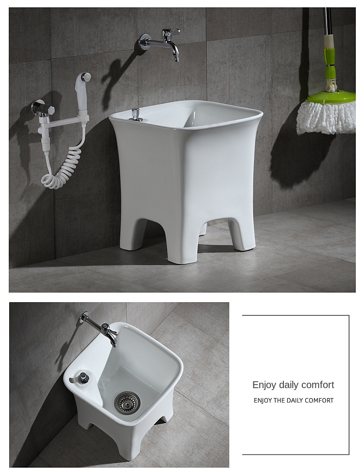 Miniature mop basin balcony ceramic mop basin household bathroom mop trough basin bucket