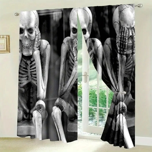 <span class=keywords><strong>Tende</strong></span> Gotiche <span class=keywords><strong>Rosa</strong></span> e Nere con Teschio e Cuore, Stile Dark Art, per Halloween, Decorazione Casa, 2 Pannelli Personalizzabili - Product Image 6