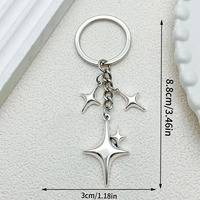 Porte-clés en métal faits à la main, étoile et lune, mousqueton, pour femmes et hommes, cadeau d'amitié, décoration de sac à main, bijoux
