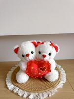 Muñeco de Peluche de 20 cm, Juguete de Peluche con Forma de Corazón, Regalo de San Valentín, Regalo de Boda, Mono Marrón, Oso Blanco