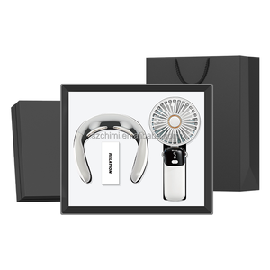 Masajeador de cuello de lujo personalizable con ventilador plegable, logotipo corporativo, conjunto de regalo de oficina promocional, personalización de fábrica - Product Image 1