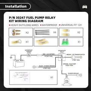 Auto Relay <b>Kit</b> 12V 40A Waterproof With Wire Harness For <b>Electric</b> Fuel Pump P/N3024 - Product Image 2