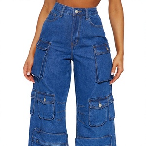 New Fashion Women's High <b>Rise</b> Flared Denim Jeans Vintage Wide Leg Cotton Pants Trendy Casual Streetwear Korean Style - Product Image 5