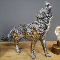Vente en gros ornement steampunk résine artisanat pour cadeaux décorations pour la maison vapeur punk décor jardin résine animal loup statue