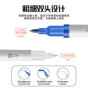 Ensemble de stylos à double pointe en plastique personnalisables pour le dessin et l'<span class=keywords><strong>aquarelle</strong></span>, imperméables, à séchage rapide, pour étudiants - Product Image 5