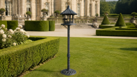 Mangeoire à oiseaux Gazebo, ornement pour oiseaux, jardinière, sur poteau haut, en plastique, à énergie solaire, résistant à la rouille, design Art Déco pour extérieur