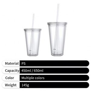 2026 Wholesale Plastic Straw <b>Cup</b> Transparent Multi-color Plastic Unique Straw <b>Cup</b> for Advertising - Product Image 2