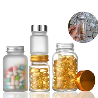 Bouteille en verre dépoli transparent en gros avec couvercle scellé pour emballage de pilules, capsules, poudres médicinales et de stockage