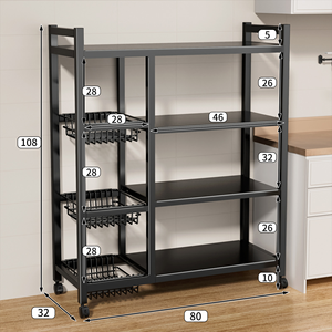 Étagère de rangement de <span class=keywords><strong>cuisine</strong></span> moderne en métal multi-niveaux, panier à légumes sur pied, accessoires de <span class=keywords><strong>cuisine</strong></span> efficaces pour l'organisation des étagères - Product Image 1