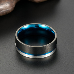 Men's Black And Blue Geometric <b>Ring</b> K R237 Daily Fashion Jewelry - Product Image 2