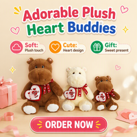 Ensemble de jouets en peluche hippopotame mignon, poupée hippopotame en coton PP doux avec écharpe rouge et pendentif cœur, cadeau pour enfants