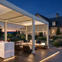 Gazebo Eléctrico de Aleación de Aluminio de Alta Calidad con Techo de Láminas Ajustables, Pérgola Impermeable con Protección Solar para Patio Exterior