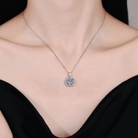 OUGEPHELI Moissanite Collier S925 925 Sterling Silver Princess Square GRA VVS D Couleur Pendentif Fine Jewelry for Women Lady