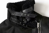 Blouson en cuir pour femmes, vêtement à col rabattu, poches à fermeture éclair, doublure polaire, sangle de taille, fourrure, chamois,